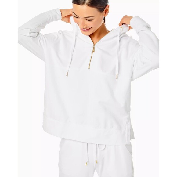 Lilly Pulitzer Lora Sweatshirt Hoodie Top Resort White Oversized S NWD 278838 - Picture 6 of 14
